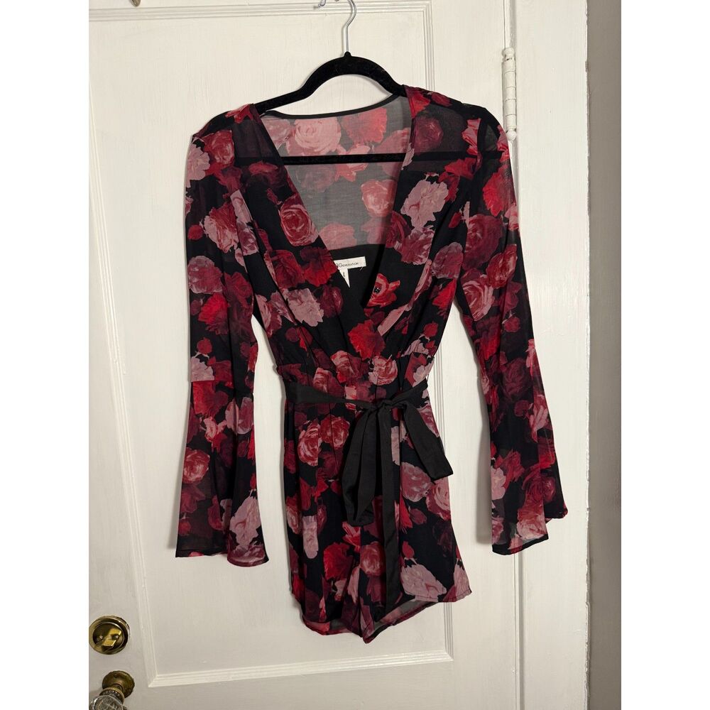 BCBGeneration Floral Tie Waist Romper